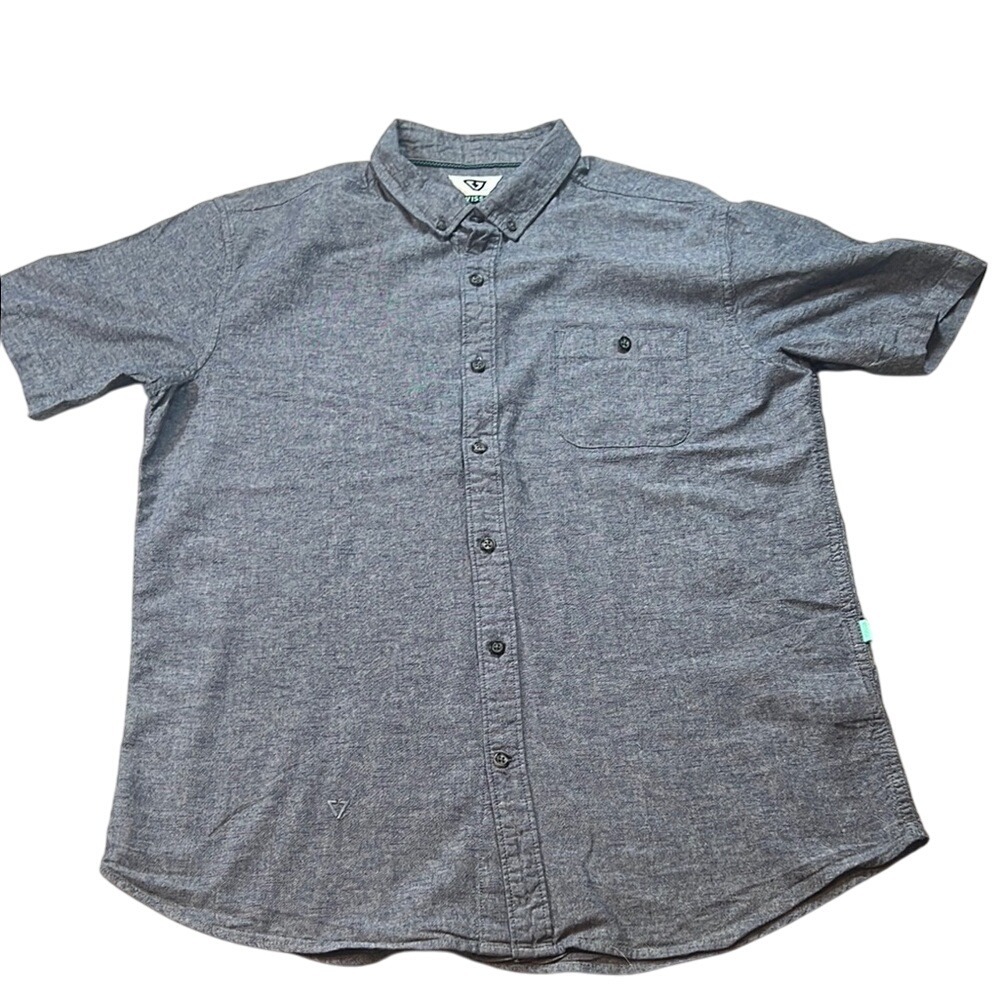 Vissla Button Down Shirt Short Sleeve Casual Modern Fit Gray Large